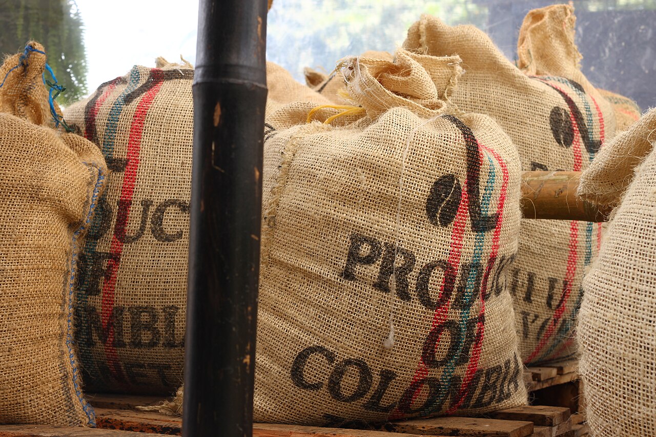 Bags of Colombian coffee