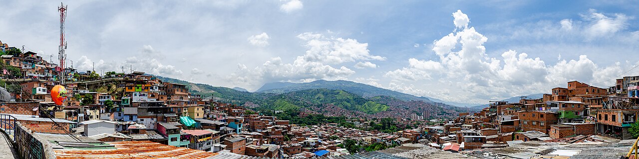Panoramic view over Comuna 13 (San Javier) in Medellín