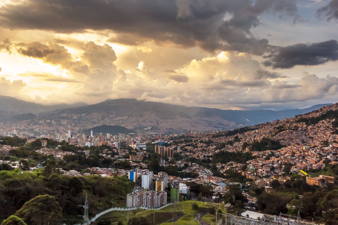 Medellín skyline at sunset