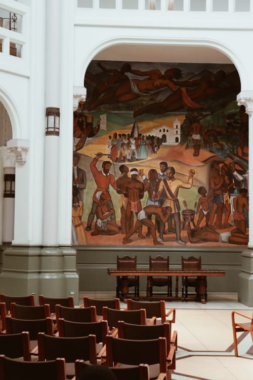 Historical mural inside Medellín museum